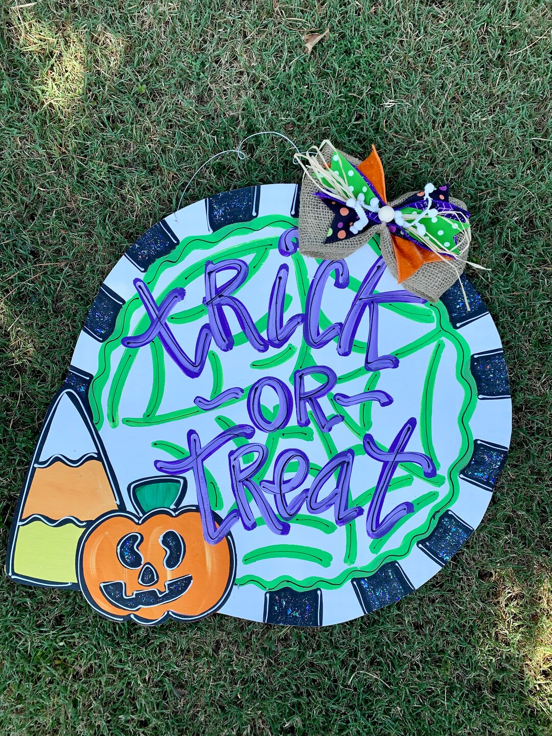 Trick or Treat Door Hanger, Fall Door Hanger, Candy Corn Door Hanger ...
