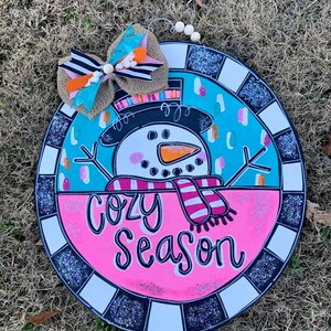 Colgador de puerta de invierno, colgador de puerta de muñeco de nieve, colgador de puerta de madera para invierno, decoración de puerta de invierno, colgador de invierno, decoración de muñeco de nieve, colgador de muñeco de nieve