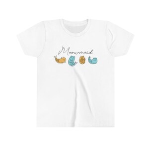 Meowmaid Youth Short Sleeve Tee, cute mermaid tshirt