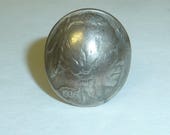 Vintage Indian Head Nickle Ring 1936 Coin Silver Tone Hand Crafted Native American Themed Collectible Ladies Size 5 Adjustable