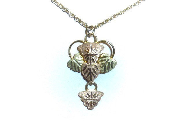 Gold Necklace Leaf Dangle Pendant Rose 