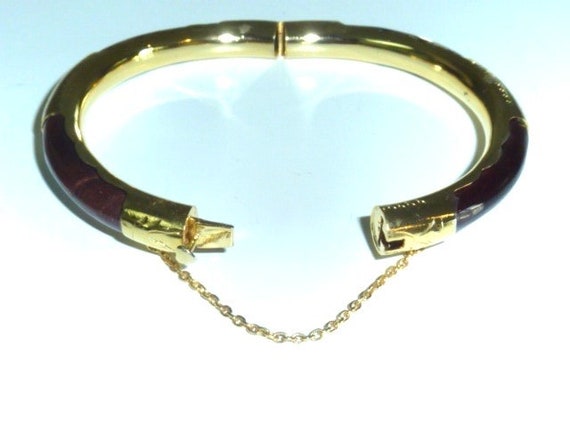 Vintage Tiger's Eye Bangle Bracelet Gold Filled C… - image 7