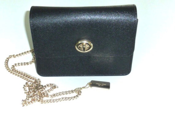 Vintage Coach Purse Small Black Gold Chain Shoulder Strap All - Etsy