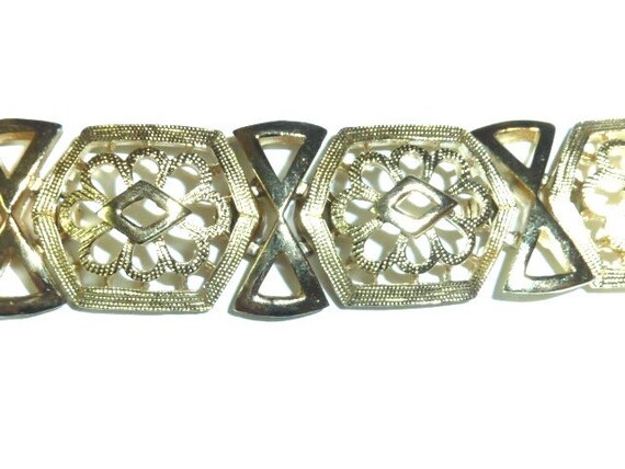 Vintage TRIFARI Wide Gold Tone Filigree Bracelet - image 2