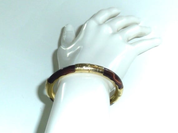 Vintage Tiger's Eye Bangle Bracelet Gold Filled C… - image 2