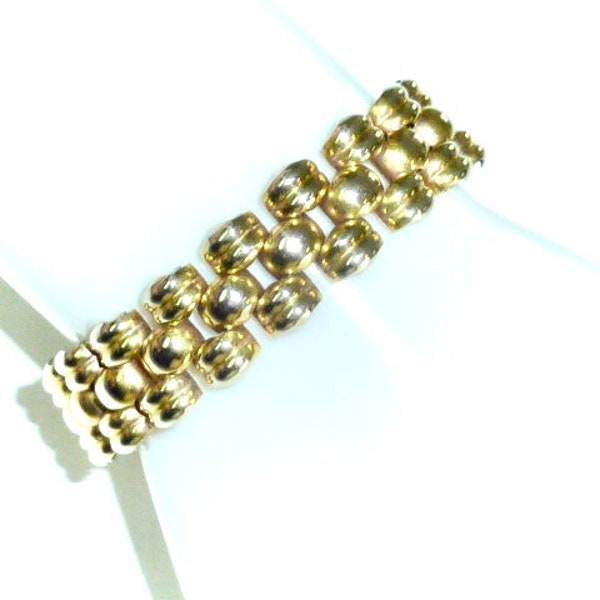 vintage Gold Panther Link Bracelet Tank Tread Genève Suisse 20 Microns 1/20 12 K Or Rempli Wide Statement Cuff 1940s