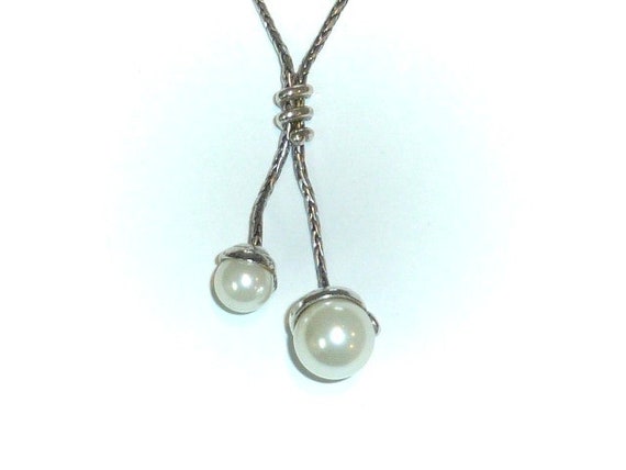 Vintage Brighton Pearl Lariat Necklace Earring Se… - image 5