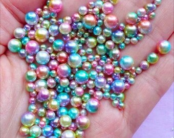 50g Mixed 3,4,5,6mm Caviar Pearl Beads No Hole Rainbow Mermaid Ombre CHOOSE COL