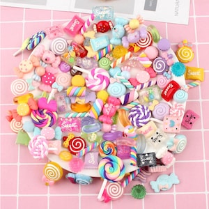 Sweetie Time Lollipops Flumps Macaroon Cakes Mixed Candy Resin & Clay Sweets Fake Flatback Food Dolls House Charms Cabochon Choose Amount