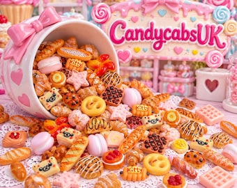 50 Pcs Handmade Tiny Bread Cakes Pastries Resin Flatback Cakes Cookies Biscuits