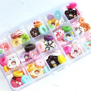 50Pcs Mixed Resin FAKE FOOD Donuts Cakes Plus Storage Box DIY Kit Cabochon Decoden Kawaii Flatback Craft