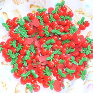 NEU! 10 Stück Fake Prop Gemischte Kirsch Kirschen Süßigkeiten Fake Food Mixed Candy Kunstharz Flatback 3D 16 mm