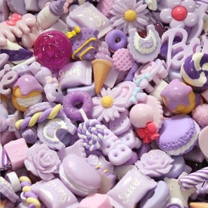Purple Mixed Candy Resin Sweets Fake Flatback Food Dolls House Charms Cabochon Choose Amount