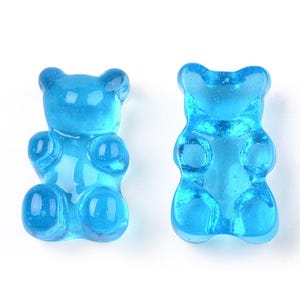 10 pezzi AZZURRO REALISTICO finto Jelly Baby Gummi Bears Beans Dolls Cibo misto caramelle Resina Flatback 3D Dolci Scegli colore Misura 18,5 mm