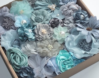 Mixed Assorted Colours Shabby Chic Pastel Faux Silk Satin Fabric Flowers for Craft Hair Bows 10 or 20