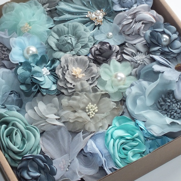 Mixed Assorted Colours Shabby Chic Pastel Faux Silk Satin Fabric Flowers for Craft Hair Bows 10 or 20