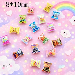 10 Pcs Mixed TINY Junk Food Snacks Crisps Chips For Nail Art Charms Resin Craft DIY 8mmx 10mm So small and cute!