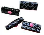 5 Pcs FAKE Quilted Handbag Dolls House Flatback Resin Cabochon DIY Jewelery Kit
