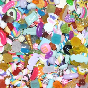 Value Mix Bulk Buy 50 Pieces FAKE Food Prop Display Candy Resin Flatback Cabochons Sweets