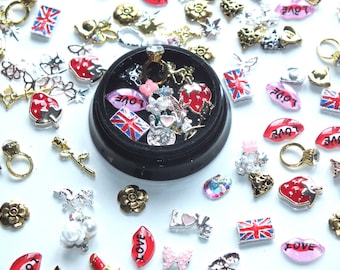 CLEARANCE Random Alloy Rhinestone Metal Nail Art In Pot Choose Amount