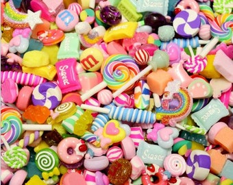 100Pcs 3D Sugar Candy Lollipop Nail Charms Assorted Acrylic