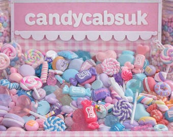 50 Pcs Cute Sweet Shop Fun Candy Resin & Clay Candy Chocolate Lollipop Sweets Fake Flatback/3D Fake Food Cabochon DIY