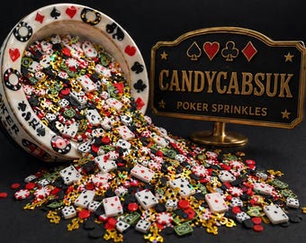 Bolsa de 5 g de mezcla para noche de póker: corazones, picas, tréboles, diamantes, dólares, billetes, fichas de póker, dados, cartas de juego, arcilla polimérica, arte de uñas holográfico, lentejuelas, purpurina.