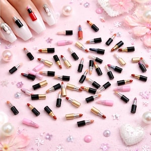 10 Pcs Mixed TINY Lipsticks For Nail Art Charms Resin Craft DIY So small and cute! 11mm