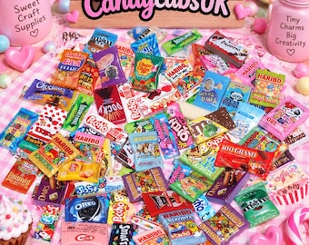 20 Pcs Mixed Fake Food Prop Resin Flatback Snacks Chocolate Crisps Sweets Candy