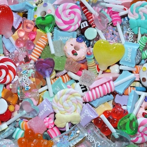 Mixed Fake Sweeties Candy Lollipop Donut Ice Cream Gummi Jelly Resin Flatback