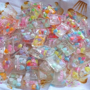 Vente en gros, achat en gros de 100 faux accessoires emballés, bonbons, bonbons, faux aliments, bonbon mélangé, résine, dos plat 3D, 17 mm x 25 mm
