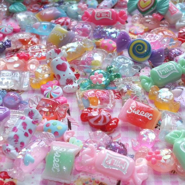 Fun Mixed Resin Wrapped Sweeties Sweets Chocolates Candy Bon Bons Fake Flatback 3D Food Dolls House Charms Cabochon Choose Amount