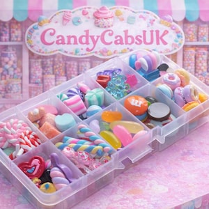 100 pcs mixed MINI Colourful Mix Sweets Candy Resin 3D Cabochons Fake Food With storage box fun craft kit