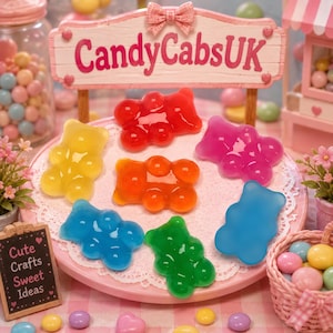 10pcs Exclusive Giant Sized Teddy Bear Jelly Translucent 38mm Largest Size EVER!! Flatback Resin Cabochon Craft DIY
