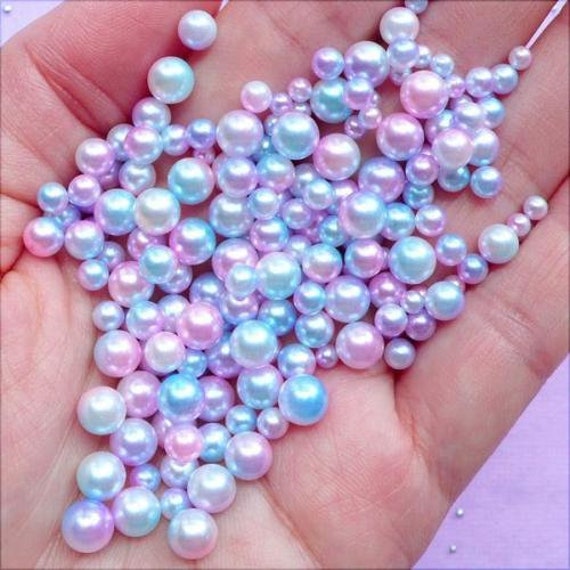 20g Mixed 3,4,5,6mm Caviar Pearl Beads No Hole Rainbow Mermaid Ocean Bubbles