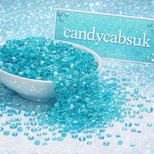Aqua Blue Sparkle Mixed 1000pc Acrylic Resin JELLY Rhinestone Gems Nail Art