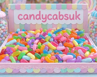 50 Pcs SO REALISTIC Fake Prop Jelly Beans Dolls Food Mixed Candy Resin Not Flatback 3D Sweets
