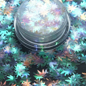 20g Clear AB Weed Leaf Cannabis Nail Art Glitter Slime Sequins Craft DIY