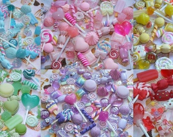 Mixed Candy Resin & Clay Lollipop Sweets Fake Flatback Food Charms Cabochon DIY Choose Colour and Amount