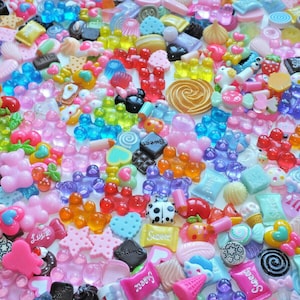 50pcs Resina Cartoon Cabochon Flatback Girls Fun Sweetie Candy Cute Charms Mixed DIY
