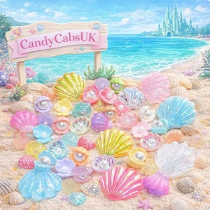 Kit de artesanato de praia DIY com 10 conchas variadas, grandes e pequenas, com efeito degradê AB.