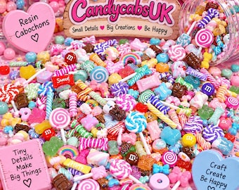 Wholesale Bulk Buy 100 Pcs SO REALISTIC Fake Food Mixed Candy Resin & Clay Marshmallow Lollipops Flumps Chocolates Flatback and 3D Sweets