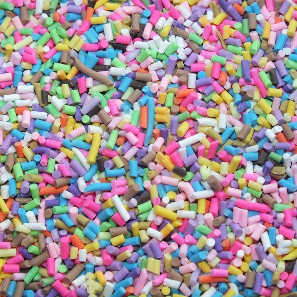 NEW Multi colours Short strands 2-5mm 20g Bag FAKE Polymer Clay Ice Cream Sprinkles 100's & 1000's Topping Craft DIY