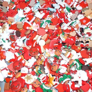 50 Pcs Christmas Flatback Resin Craft Cabochon DIY Snowman Gingerbread Hat Santa Mittens Reindeer Candy Cane 10mm-30mm