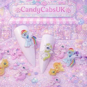 10 Pcs Mixed TINY Little Pony Acrylic Nail Art Charms Resin Craft DIY Rainbow Dash