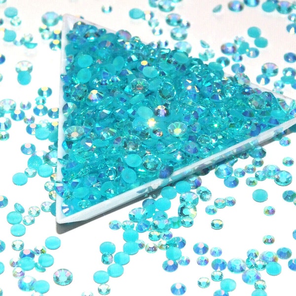 Aqua Blue Sparkle Mixed 1000pc Acrylic Resin JELLY Rhinestone Gems Nail Art
