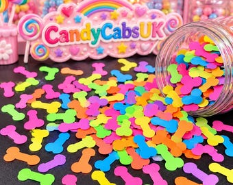 20g NEON Multi Colour Penis No Sperm Cock Nail Art Glitter Slime Sequins Craft DIY RUDE