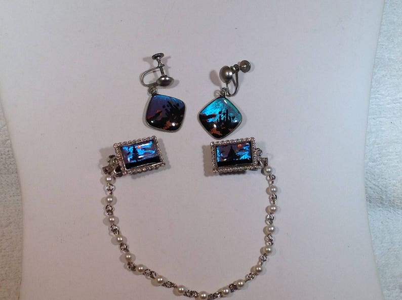 Butterfly Wing Sweater Guard and Earrings