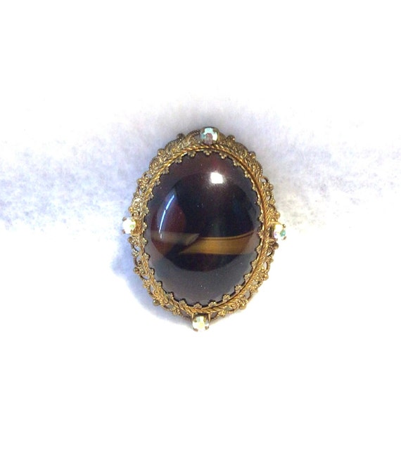 Made in W. Germany Brown Stone Brooch