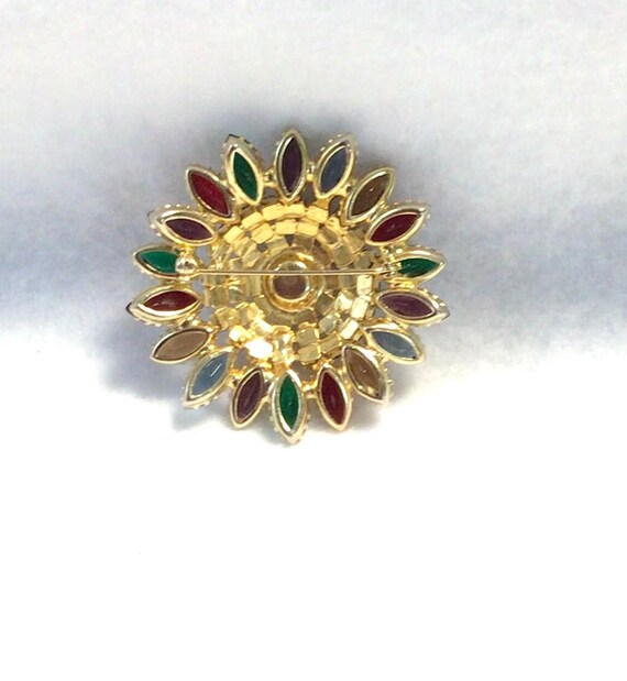 Multi Colored Prong Set Brooch - image 2